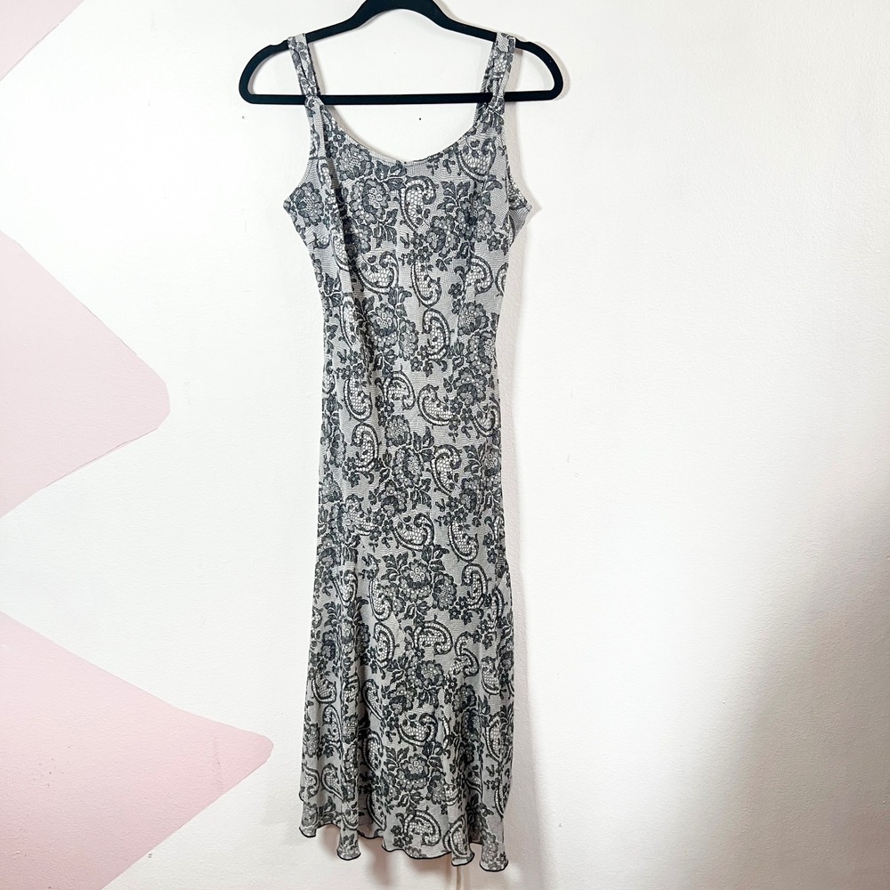 Vintage‎ y2k 2000s Fairy Midi Dress Sz 6 Black Lace Fairycore Wedding Guest